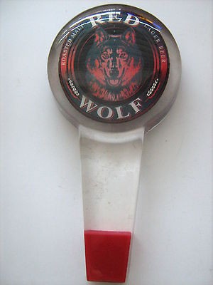 RED WOLF Roasted Malt Lager Beer Vintage Lucite Acrylic Beer Tap
