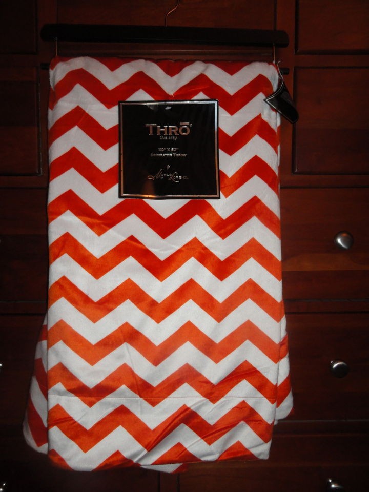   MARLO LORENZ CHEVRON MICROPLUSH BURNT ORANGE THROW BLANKET 50 X 60 NWT