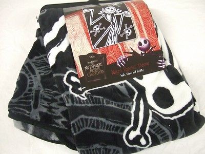 NIGHTMARE BEFORE XMAS JACK SKULLS BONES PLUSH FLEECE THROW BLANKET 