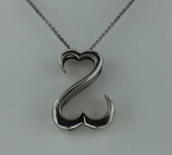 Jane Seymour Sterling Silver Open Double Heart Pendant Necklace Item 