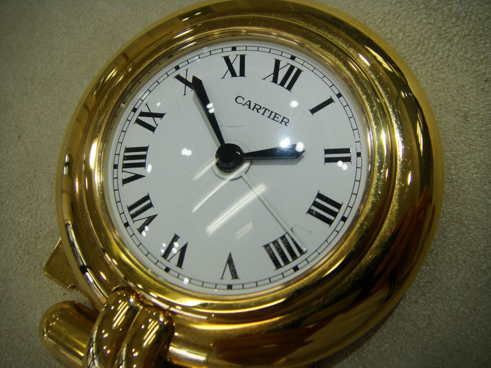 Authentic CARTIER Paris Gold Round Table Desk Clock