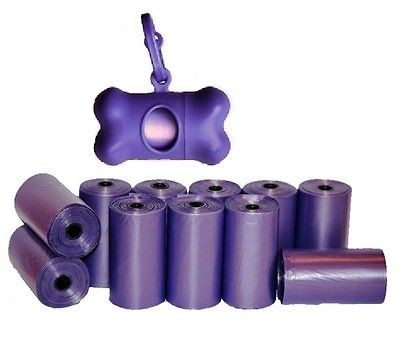 BIODEGRADABLE PET DOG WASTE POOP BAGS + FREE DISPENSER   PURPLE   200 