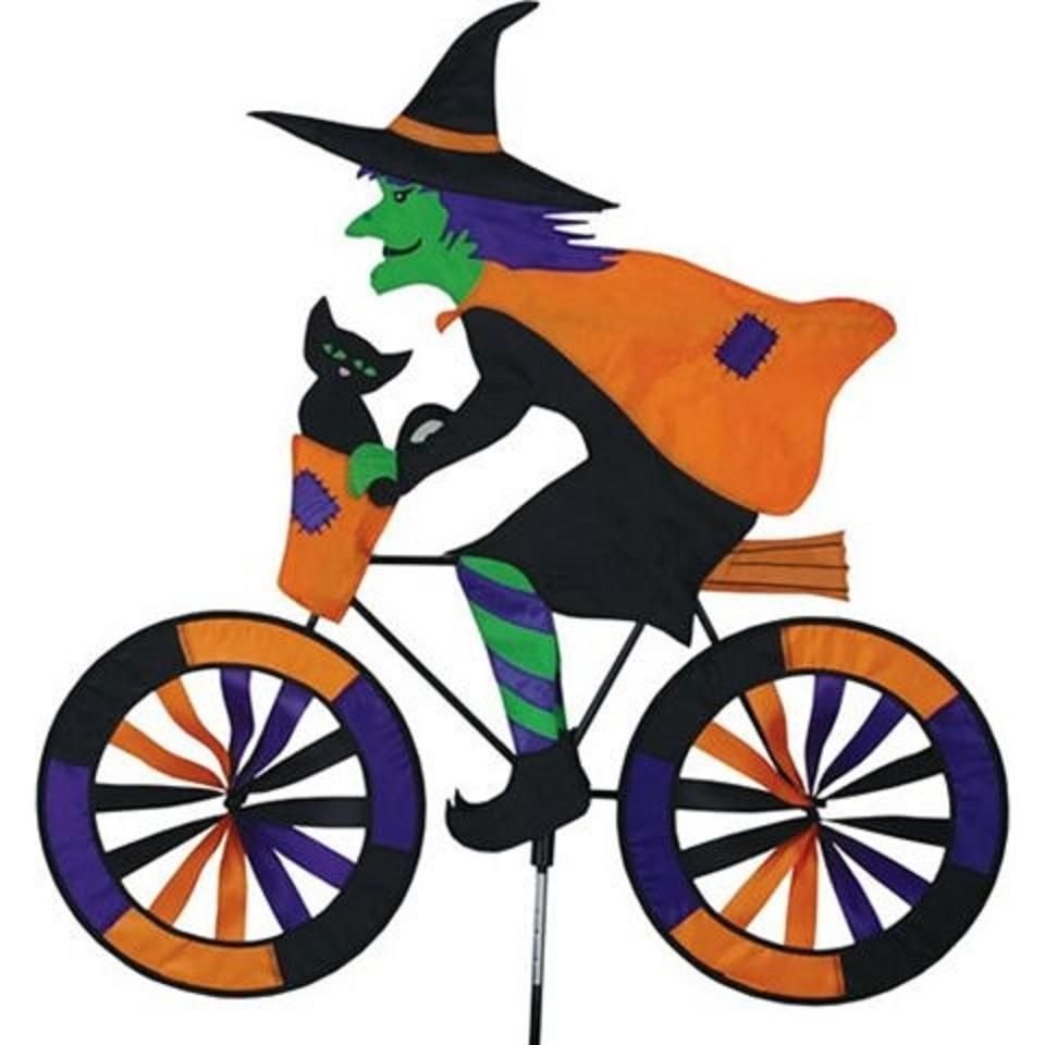   WITCH on a BIKE Wind Spinner Yard Decoration wit​h Spinning Wheels