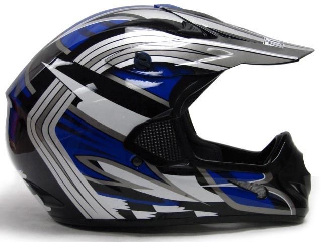 TMS BLUE BLACK DIRT BIKE ATV MOTOCROSS OFF ROAD HELMET~S M L XL XXL