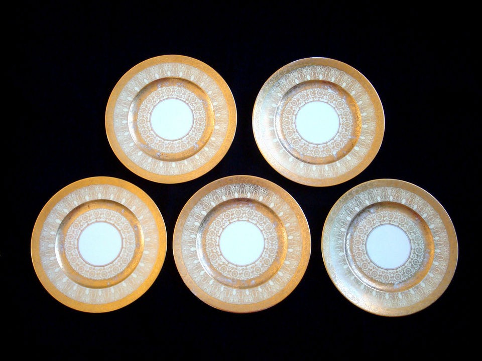 Vintage Royal Bavarian Hutschenreuthe​r Gold Encrusted Plates