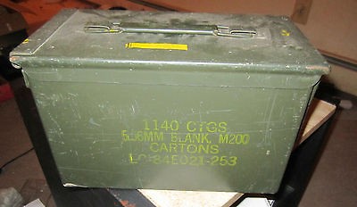   CAN BOX CARTON AMMUNITION 1140 CTGS 5.56 MM BLANK M200 GOOD CONDITION