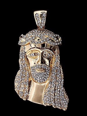 ICED OUT GOLD CZ JESUS PIECE HIP HOP BLING CHARM PENDANT