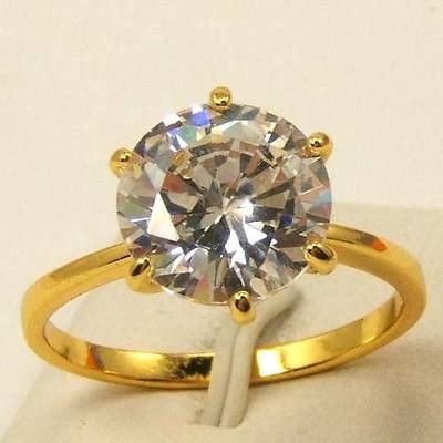 18K YELLOW GOLD GP DIA.10mm WHITE CZSTONE RING 6#,7#,8#