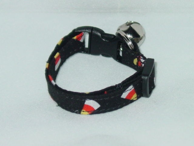 Small Candy Corn on Black Ferret or Kitten Collar