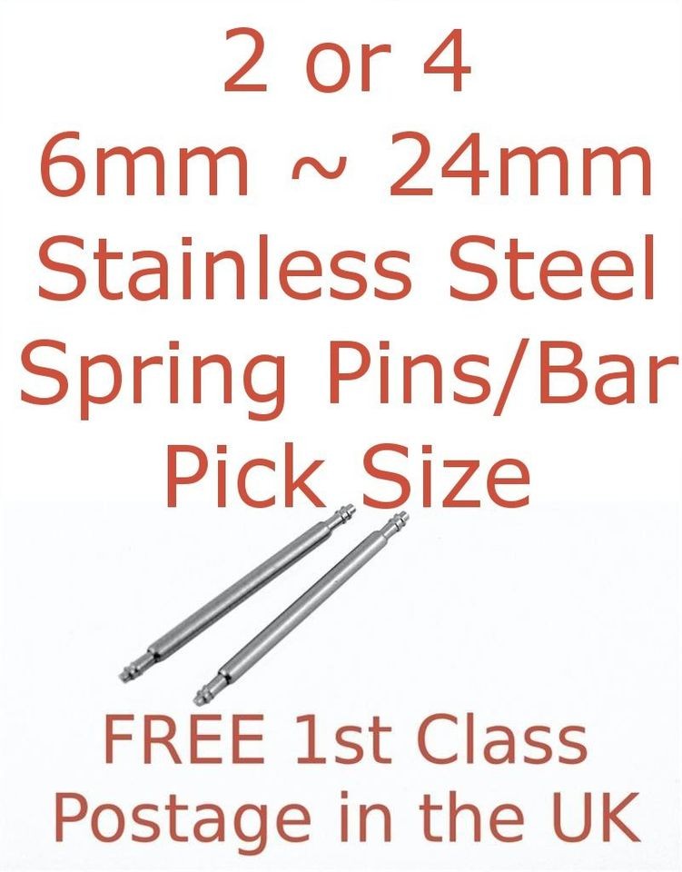 Stainless Steel Watch Spring Pins 1.5mm Bars 6mm   24mm Pick Size