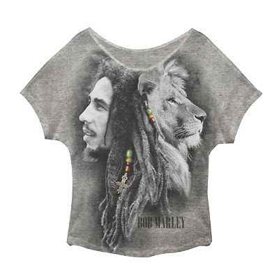 Bob Marley & The Wailers Lion Profile Ladies Women Dolman Raglan T 