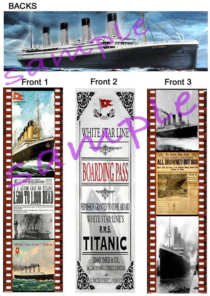 TITANIC BOOKMARKS Retro Boarding Pass Modern Vintage ART Newspaper 