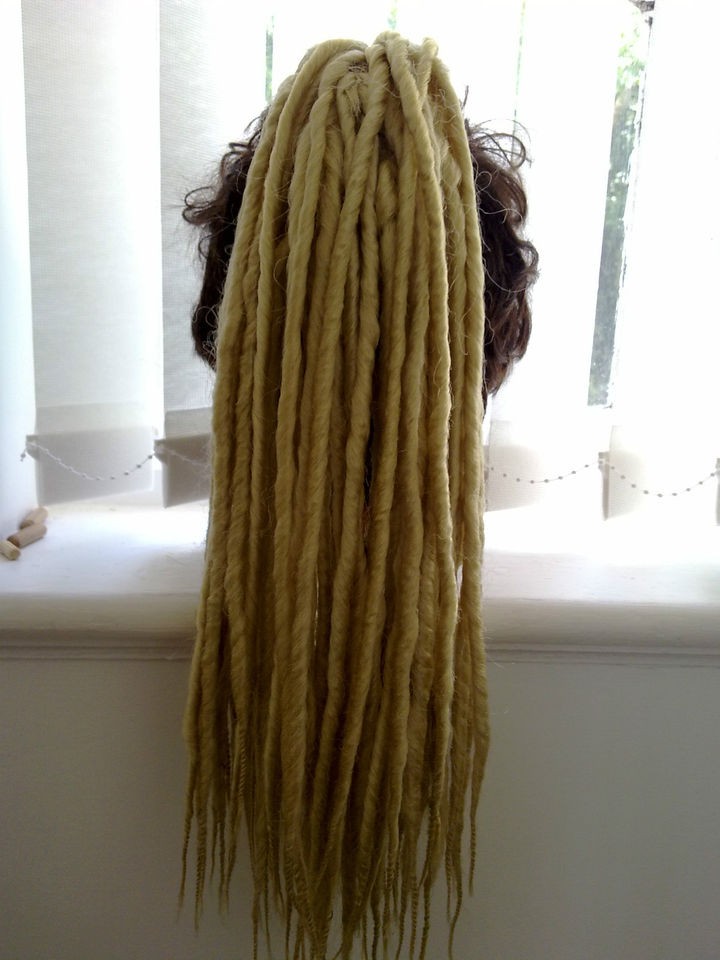 Clip on Dreads Rasta Braids Goth Hair Extensions Falls   Blonde