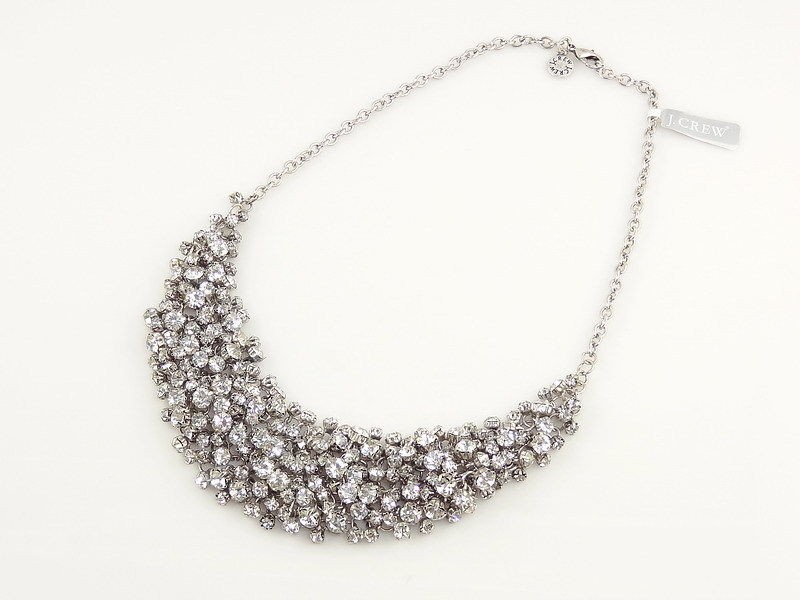 CREW SILVER CRYSTAL CLUSTER STATEMENT BIB MESH NECKLACE