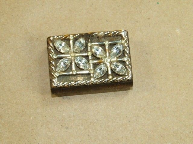 Vintage Match Book Match Holder Brass & Rhinestone Navette Tabletop *