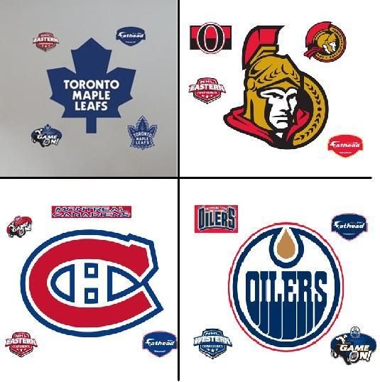 Canada Hockey NHL Logo Wall Vinyl Fathead Stickers Oilers/Senators 