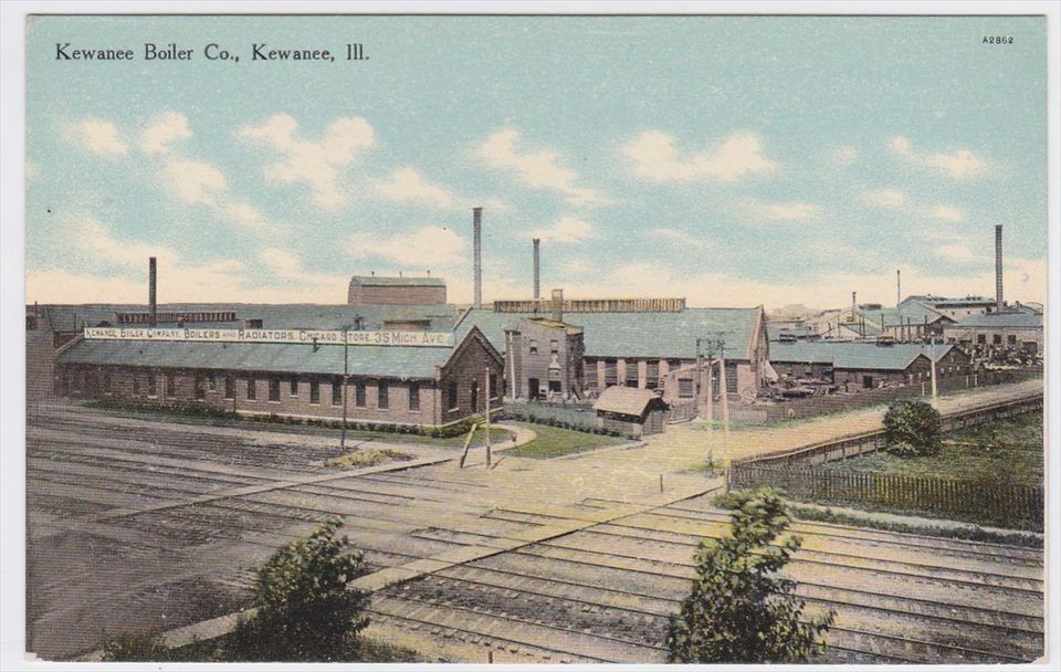 Kewanee Illinois Boiler Company 1900s Colored Postcard View