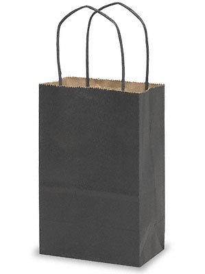 40  BLACK SMALL Kraft Paper ROSE Size Gift Handle Bags 5 1/4 x 3 1/2 