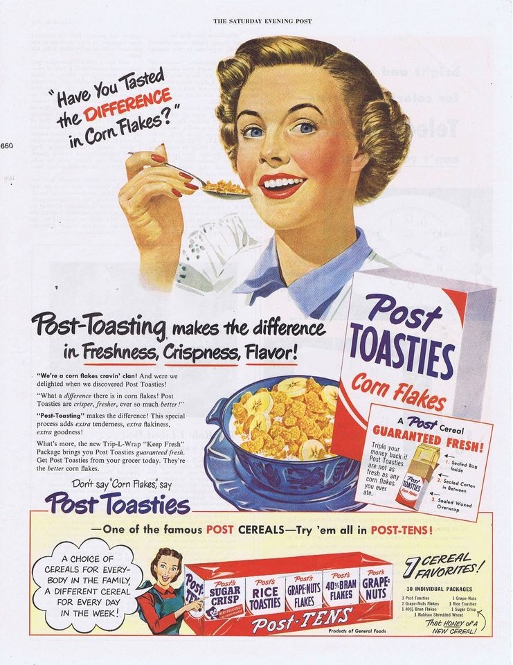 1950 ^VINTAGE AD   POST TOASTIES CEREAL 8 26