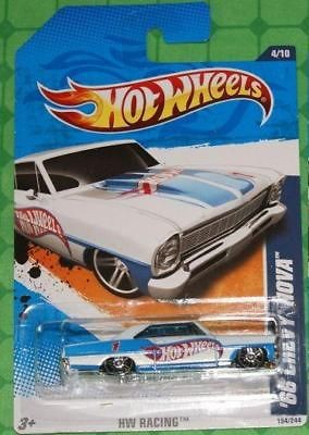 2011 Hot Wheels Racing 66 CHEVY NOVA #154   White