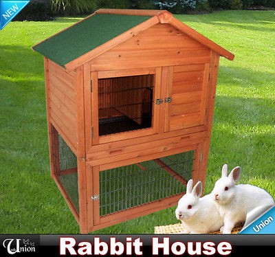 New Pet Bunny Cage Wooden Rabbit House Wood Hen Chicken Coop Hutch Box 