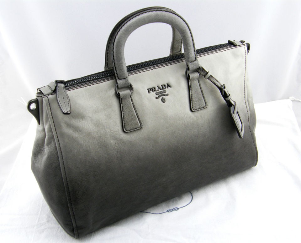   Gray Smoked “GLACE CALF” Leather Shopper Women’s Handbag