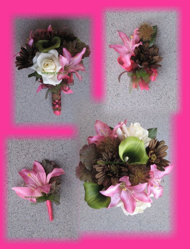 Hot Pink Mossy Oak Wedding Bouquets, Camo Bouquets