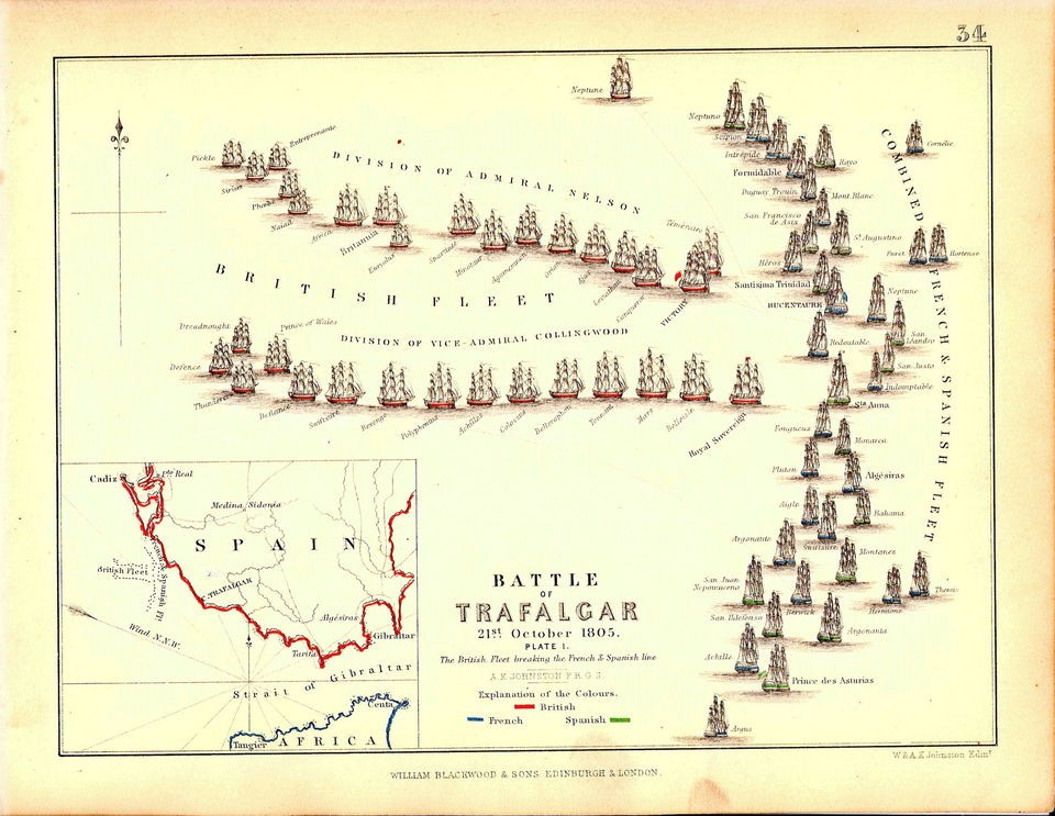 Map   Battle of Trafalgar 21 October 1805   Opening Stages 