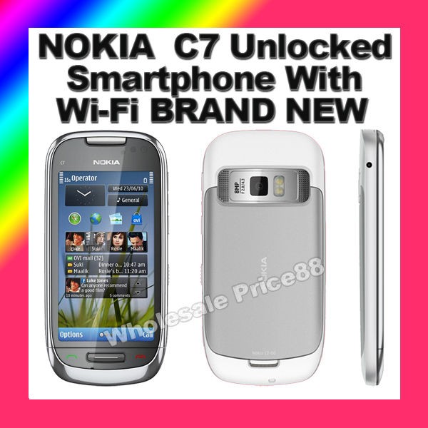 NEW NOKIA C7 C7 00 Frosty Metal 8GB 8MPix GPS WiFi 10.5mm Slim Body 