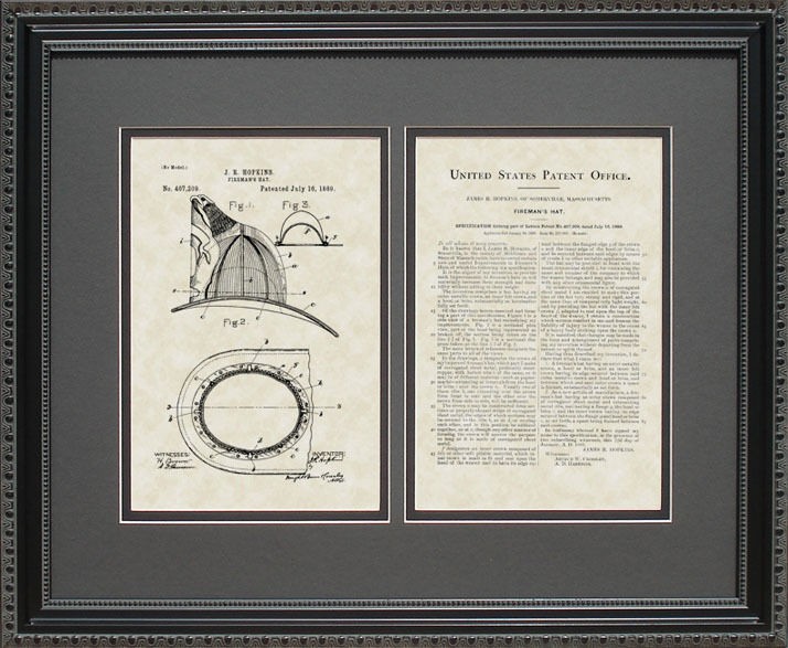 Patent Art   Firemans Helmet   Fire Chief Firefighter Firemen Gift 