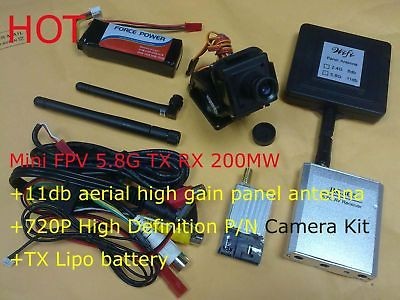 8G FPV Video TX RX 200mW+11db antenna +720 PAL Camera