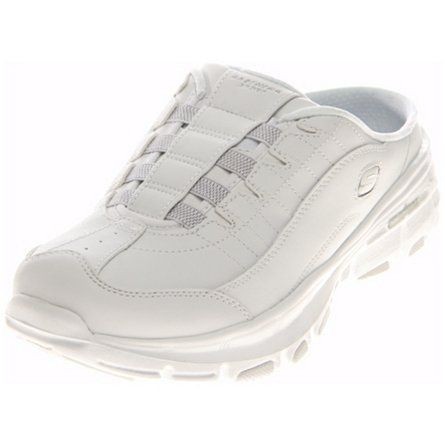 SKECHERS BACKLESS LIGHT WEIGHT DLITES SLIP ON WOMENS WHITE MULE 