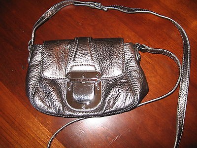 Michael Kors Carlton crossbody shoulder bag gun metal silver pewter 