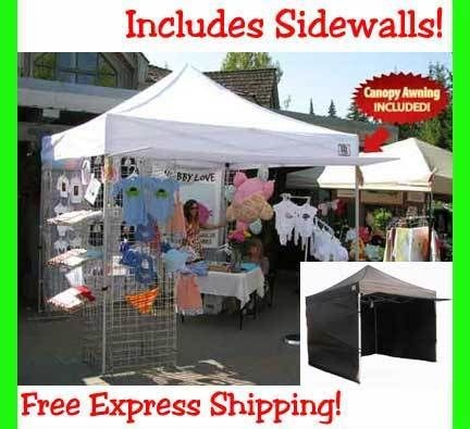 NEW EZ Pop Up Canopy 10 x 10 Commercial Fair Vending Tent 4 Walls 