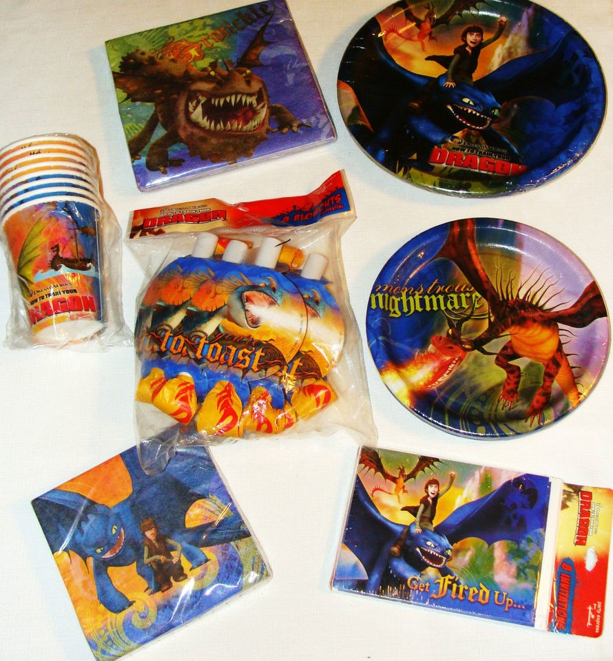 NEW HOW TO TRAIN YOUR DRAGON PLATES,INVITAT​IONS,NAPKINS,C​UPS 