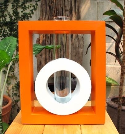   Orange Rectangular Modern Mango Wood Vase Home Decor Garden Decor Gift