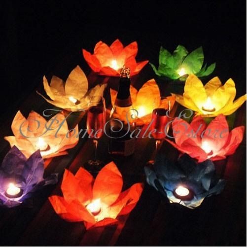   Flower Lotus Wishing Chinese Lantern Floating River Water Candle Light