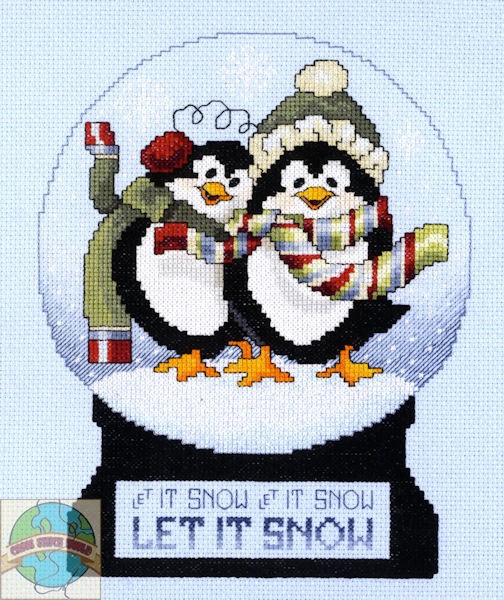 Cross Stitch Kit ~ Janlynn Winter Penguin Snow Globe Penguins #080 