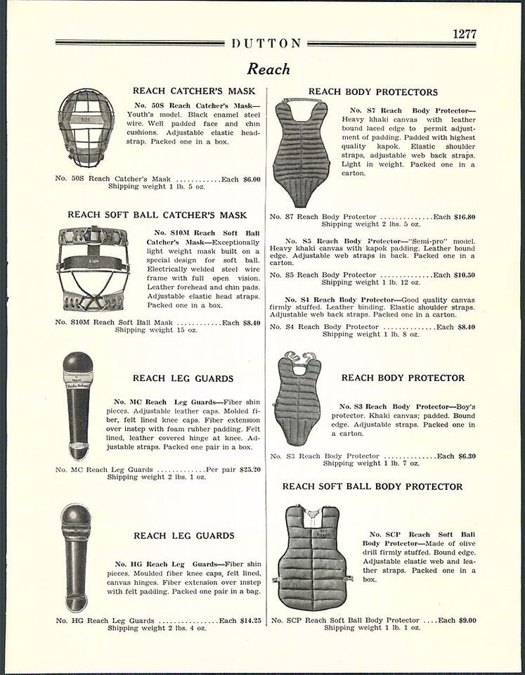   Reach Leg Guards Mickey Cochrane Catchers Equipment Chest Protectors