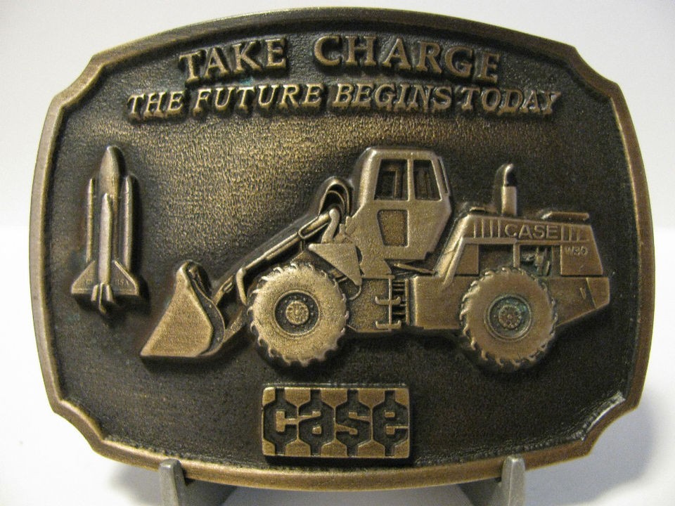 1988 Case Parts Trade Show W30 Wheel Loader Brass Belt Buckle 