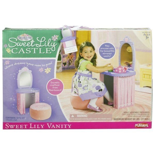   Dream Town Sweet Lily Vanity with Mirror Rose Petal Cottage Castle