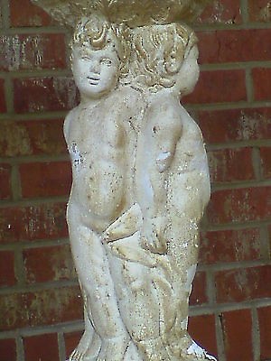 CHIC HOLLYWOOD REGENCY ARCHITECTURAL COLUMN TABLE BASE CHERUBS SHABBY 