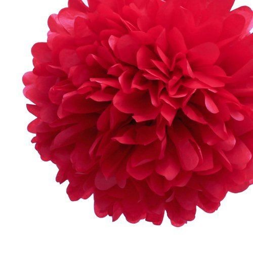   My Cupcake 5 Inch Red Tissue Paper Pom Poms Christmas Decorations