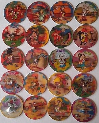 Set of 20 Looney Tunes Lenticlar Pogs / Tazos *RARE*