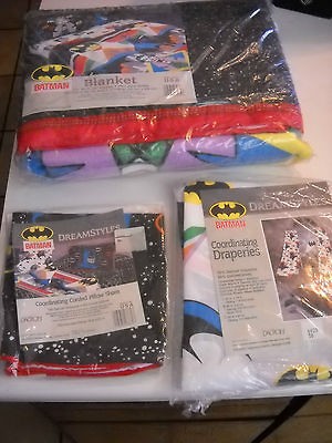 BATMAN DreamStyles bedroom lot Blanket Pillow Sham & Curtains all MIB 