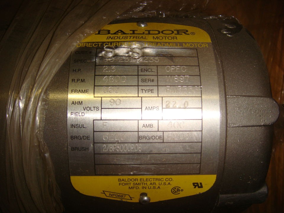 33 2319Z235 2.3 HP, 4800 RPM BALDOR DC TREADMILL MOTOR