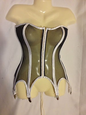 Romahollywood merry widow w/extras, sz.S/M, black/white. 6 garters