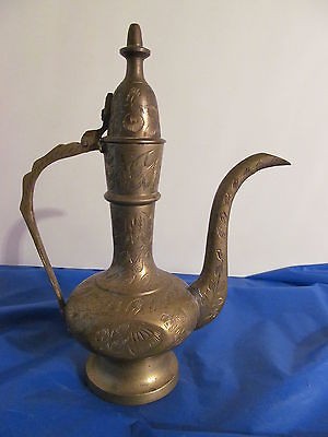 VINTAGE BRASS INDIA FLOWER TEAPOTS PITCHER 7 DECORATIVE *NICE*