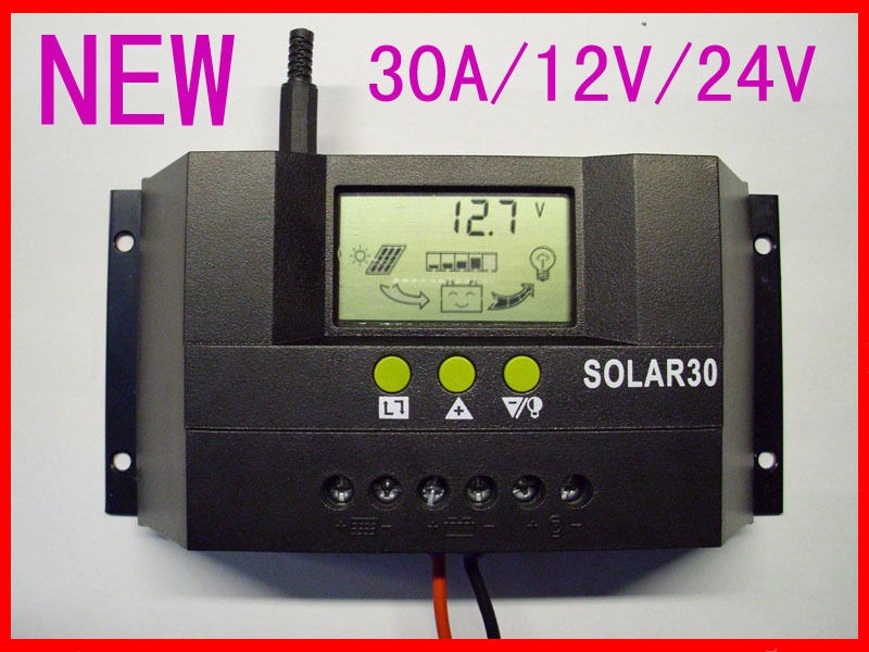 30A 12V/24V Solar Controller Regulator Charge Battery Safe Protection 