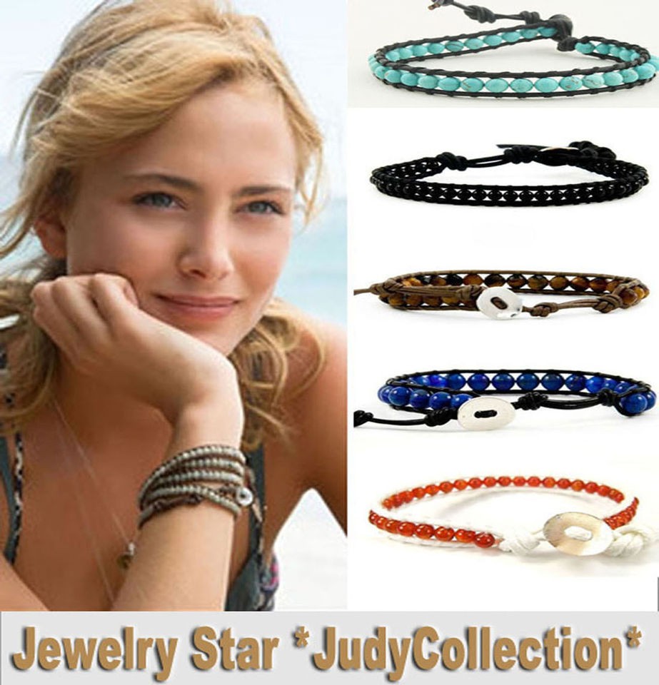   one for freeGem Stone & Genuine Leather 7.5 Fashion Wrap Bracelet